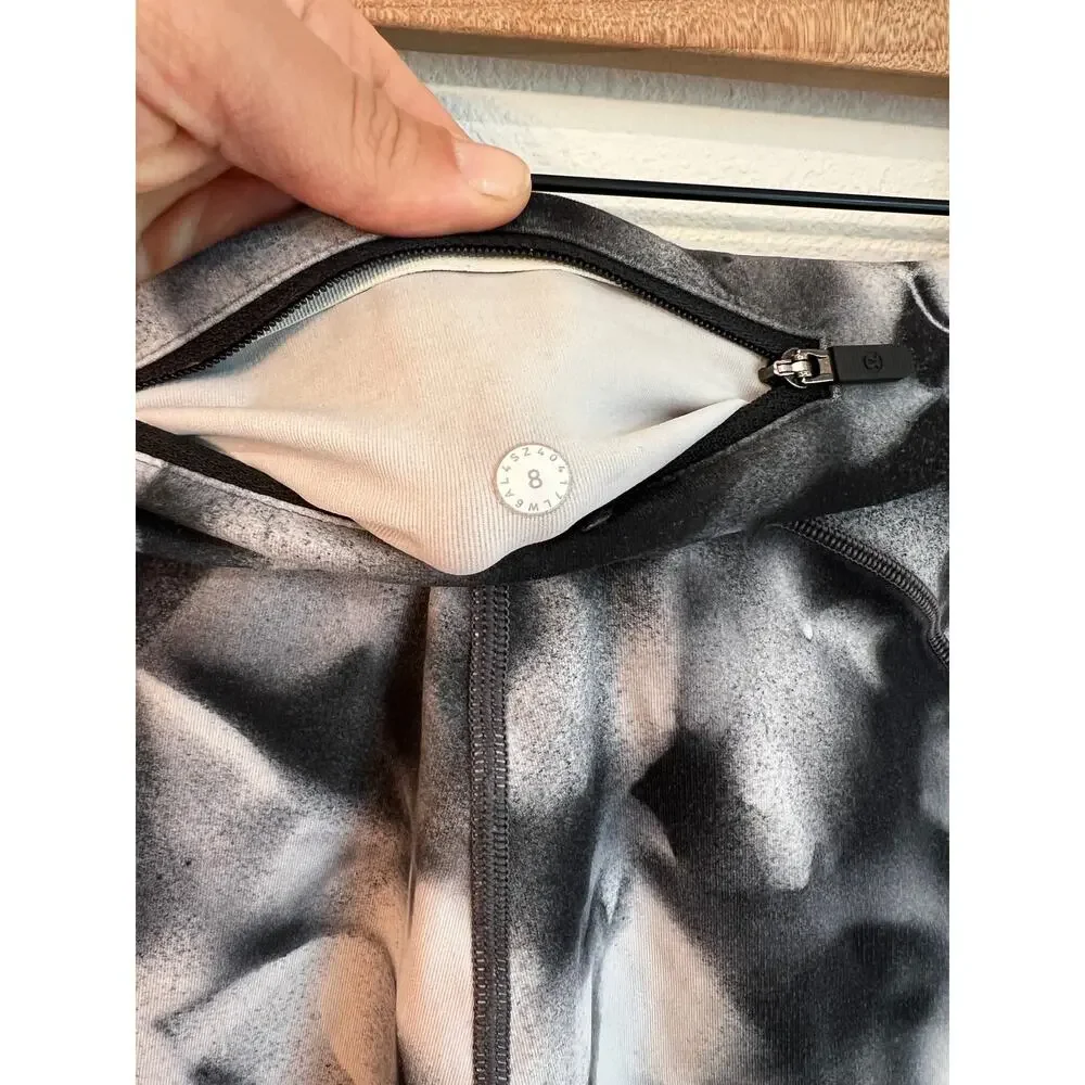 Lululemon Speed Up Crop 21" Blush Blossom Alpine White Black Women's 8 - Picture 8 of 8